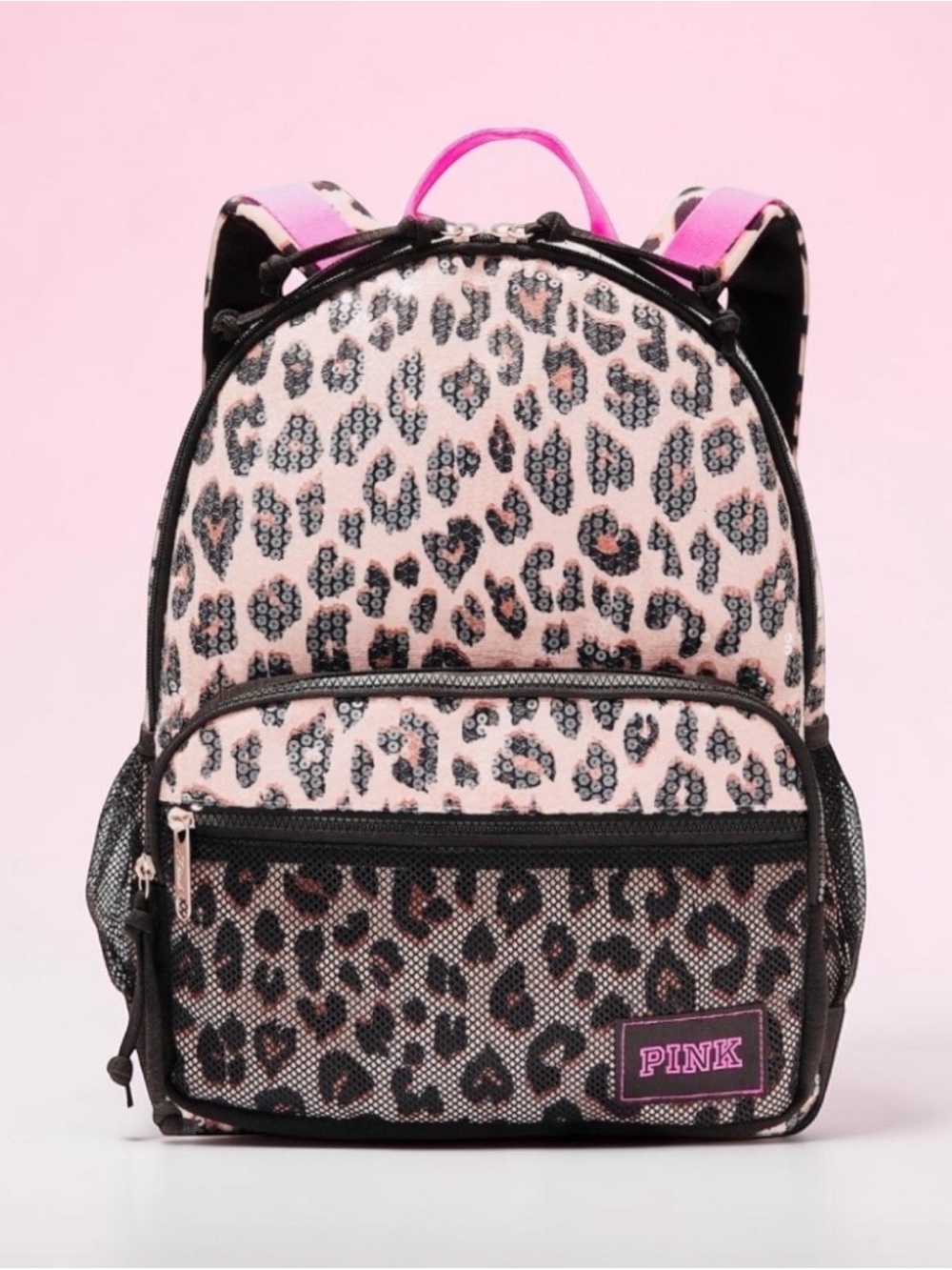 🆕🐆 PINK Leopard Sequin Backpack Victoria’s Secret Limited Edition NWT